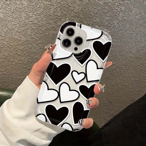 Nero <span class=keywords><strong>bianco</strong></span> amore cuore stampa ammortizzatore Anti-caduta paraurti TPU custodia per telefono cellulare per <span class=keywords><strong>Iphone</strong></span> <span class=keywords><strong>Xs</strong></span> 11 12 13 14 15 16 17 - Product Image 3