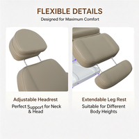 Table de soin électrique de luxe personnalisée à 3 moteurs, réglable en hauteur, avec dossier et repose-jambes, LED, double commande, pour spa facial, salon et tatouage