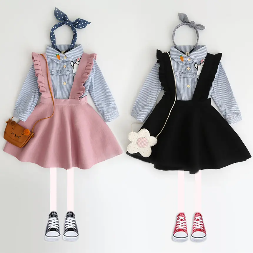 Jupe-pull tricotée pour bébés filles, jupe courte à volants solides, avec bretelles, style bohème, disponible en rose, marron et noir, pour enfants de 3 à 8 ans