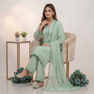 Ensemble de 3 pièces brodées pakistanaises pour femmes - Product Image 4