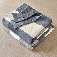Couette d'été en gaze triple épaisseur de coton pur lavé, à rayures fines, teinture réactive, pour la maison, simple ou double, vente en gros