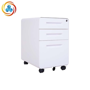 3 Drawer Mobile Pedestal White Lockable Rolling File Cabinet Under <b>Desk</b> Office Storage - Product Image 2