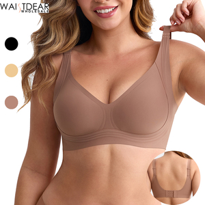 Waistdear Sujetador Transpirable para Mujer, Sin Costuras, con Soporte <span class=keywords><strong>Profundo</strong></span>, Paneles Laterales Anchos, Copas Semifijas, Tallas Grandes, Sin Aros - Product Image 1