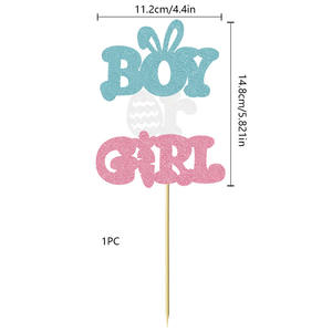 Oeuf lapin carotte gâteau Topper pour garçon ou fille Pâques bébé sexe révéler fête décoration gâteau décoration fournitures - Product Image 3