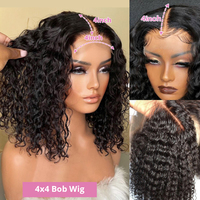 Perruque Bob en dentelle HD en gros, cheveux humains vierges, meilleure perruque frontale, cheveux humains originaux, perruques Bob en dentelle pour femmes, bouclées effet mouillé