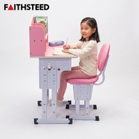 Ensemble bureau et chaise réglables roses pour étudiants, mobilier d'écriture pour salle de classe, bureau et chaise d'étude à domicile