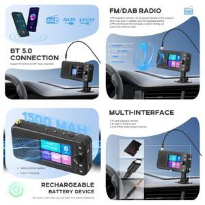 Podofo Xách Tay Xe Dab Kỹ Thuật Số Đài Phát Thanh Adapter Với Dab + Bt TF Thẻ Aux Type-C Sạc <span class=keywords><strong>FM</strong></span> <span class=keywords><strong>Transmitter</strong></span> Cho Xe Đài Phát Thanh Autoradio - Product Image 2