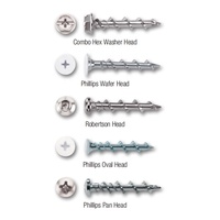 Vis autoperceuses Phillips à tête fraisée en acier pour cloisons sèches, zinguées noires, filetage 1/4 "-4, longueur 1-1/4 po, ISO 9001
