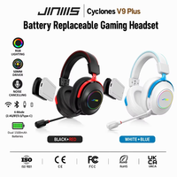 Casque de jeu sans fil OEM/ODM JINMS Cyclones V9 Plus Tri-Modes Dynamic 53mm 7.1 Audio avec batterie remplaçable