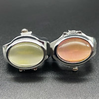 Mignonnes bagues-montres numériques minimalistes classiques ovales en opale miniatures argentées