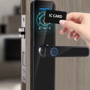 Serrure de porte intelligente S811, serrure intérieure en alliage d'aluminium noir, contrôle par application, empreinte digitale, mot de passe, carte - Product Image 3