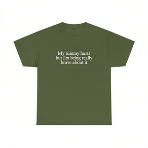 Camiseta divertida y sarcástica para personas que sufren de dolor de vientre, regalo ironico y divertido, camiseta con mensaje 'Mi vientre duele' - Product Image 1