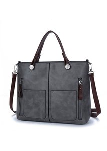 Bolsos de Cuero para Mujer, Bolsos de Mano, Bolsos Tipo Satchel de Cuero PU con Cierre, Color Amarillo Tierra, Negro, Verde Oscuro - Product Image 6