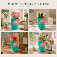 Emballage transparent pour bouquet, sacs en forme de cône, sacs à fleurs trapézoïdaux personnalisés avec logo CPP et trous de ventilation