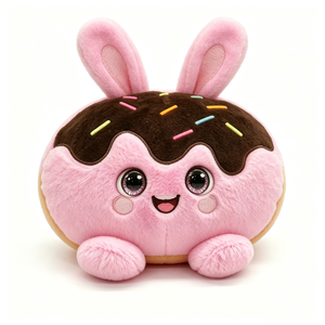 Peluche personnalisée Chonky Donut Lapin en forme de beignet avec rembourrage en coton PP, jouet en peluche unisexe sur le thème de la nourriture pour Halloween - Product Image 1