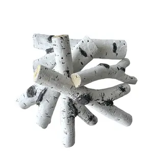 Hot Selling Ceramic White Birch Fire Logs for living room decorating warming fireplace