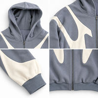Sweat-shirt à capuche surdimensionné avec fermeture éclair intégrale, empiècements color block, 100% coton épais 350-600 GSM, streetwear unisexe, personnalisable OEM