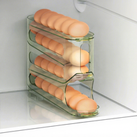 Boîte de rangement à roulettes pour œufs, quatre niveaux, indépendante, en plastique rectangulaire, avec roulettes, pour réfrigérateur, organisateur de cuisine