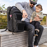 Sac à dos tactique pour bébé avec matelas à langer, sangles pour poussette, accès intégré aux lingettes et pochette isotherme – Édition UK