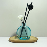 Diffuseur de parfum en verre rond multicolore bleu clair et rose clair, flacon rechargeable pour décoration intérieure