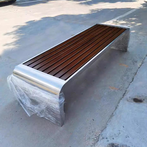 Asiento Largo de Aluminio Fundido y Madera Plástica Reciclada para Parques Públicos, Muebles de Exterior, Asientos para Jardín, Patio, Silla - Product Image 2