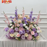 Susunan Bunga Pernikahan Buatan Profesional Warna Lavender Pink Putih, Panel Bunga, dan Runner Bunga