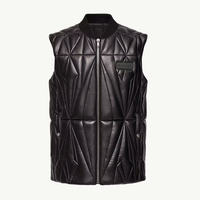 Gilet matelassé en cuir PU pour homme, style streetwear, motif géométrique 3D, personnalisable, faible MOQ, OEM, ODM