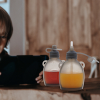 Sac à collation et à jus en silicone sans BPA avec paille imprimé animal vitesse à débit lent pour les aliments pour bébés pour enfants réutilisables en plein air