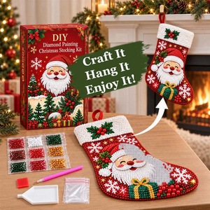 Kit <span class=keywords><strong>de</strong></span> broderie diamant DIY transfrontalier Chine, motif chaussette <span class=keywords><strong>de</strong></span> Noël Père Noël - Product Image 3