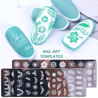 Plumes Estampage Plaques Nail Timbre Modèle Kit DIY En Acier Inoxydable Fleur Feuille Papillons Flocon De Neige Nail Art Modèles