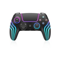 Pengontrol Game Nirkabel dengan Pencahayaan RGB Getaran Motor Ganda Giroskop Enam Sumbu Kompatibel dengan Windows PC Android & IOS