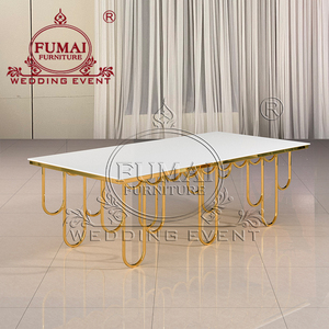 Mesa de banquete moderna para hotel FUMAI FURNITURE con patas metálicas doradas en forma de U y tablero de MDF, diseño contemporáneo - Product Image 6