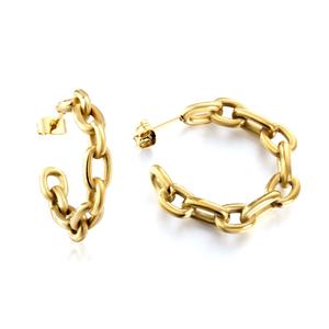 14k 18K Gold Plated Lightweight <b>Chunky</b> Open <b>Hoops</b> | Gold Jewelry C Stainless Steel <b>Hoop</b> Earrings for Women - Product Image 6