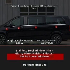 Bandes de garniture autocollantes en acier inoxydable pour fenêtres et portes, Mercedes-Benz Classe V V260/V300 2016-2025, modification brillante - Product Image 5