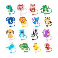 Cache-pailles en PVC 3D de 12 mm, personnalisés, en gros, à thème dessin animé, anti-poussière, pour Noël
