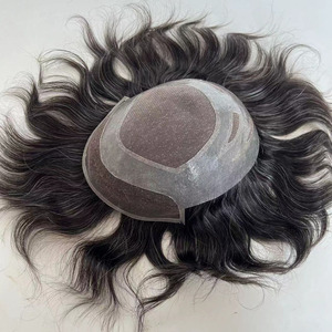 <b>Mens</b> MONO and Lace Natural Wave Human Hair <b>Wigs</b> Male Toupee Piece Hair System for Best Price Good Quality Density 120% #1B20 - Product Image 3