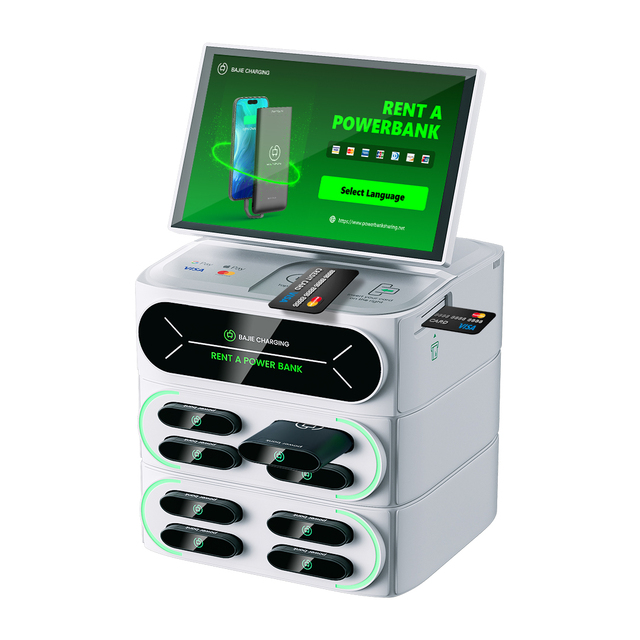 8 Slots Integrated Stackable Share Power Bank Rental Station with POS Restaurant Cell Phone Charging Station Kiosk Fast Charger