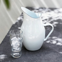 Pichet à eau en émail blanc vintage écologique de 2,4 L et 18 cm pour la maison, avec logo personnalisé, en métal émaillé