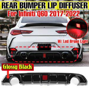 Q60 Car Rear Bumper <b>Diffuser</b> Spoiler Lip <b>With</b> <b>Led</b> Brake <b>Light</b> for Infiniti Q60 2017-2022 Rear Chaissis Shark Fin Deflector - Product Image 1