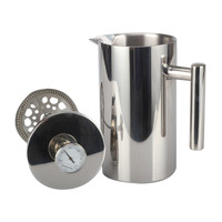 Cafetière à presse française en acier inoxydable 34oz (1 litre) avec thermomètre
