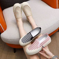 Chaussures plates d'été pour femmes, vente en gros OEM ODM, dessus en textile tissé, semelle épaisse légère, mocassins décontractés pour tous les jours