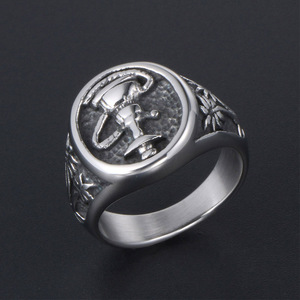 Men's Anchor <b>Ring</b> <b>Titanium</b> Steel Geometric Design Gift Jewelry SA990 - Product Image 2