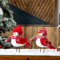 SOTE Hot Pick Robin Oiseau Rouge Debout Mélange Style Oiseaux De Noël Figurine Animale Pour La Maison Table Arbre Décoration