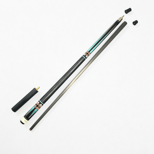 Taco de billar de fibra de carbono de 1/2 pieza con extensión, unión de acero inoxidable y agarre de cuero - Product Image 1
