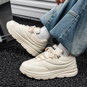 Scarpe in Pelle Impermeabili con Suola Spessa per Uomo, Scarpe Rialzate Stile Papà, Scarpe Casual Trendy per Studenti Autunno 2025 - Product Image 1
