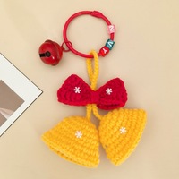 Vente en gros d'usine : Porte-clés de Noël en crochet fait main, motif Père Noël, sapin et couronne avec clochette, pour breloque de sac, cadeau de Noël