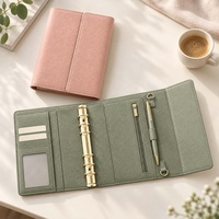 Hongbo Best Seller : Organiseur de budget en cuir litchi gaufré A6, couverture rigide, idéal pour Noël/école/bureau