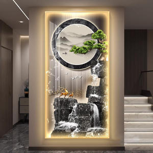 Decoração de Parede LED 3D Moderna e Atraente com Padrão Floral em Papel PP e Liga de Alumínio, Pinturas de Paisagens Iluminadas - Product Image 6