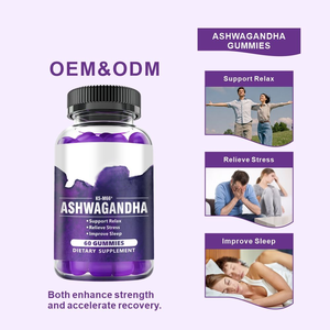 OEM/ODM Extraits naturels de plantes infusés à la vitamine D Ashwagandha Gummies pour adultes Relaxation et restauration Forme posologique Gummy - Product Image 5