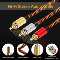 Professionnel plaqué or 3RCA 3 RCA à 3RCA 3 RCA mâle à mâle Coaxial Audio vidéo AV RCA câble pour Subwoofer lecteur DVD HDTV TV